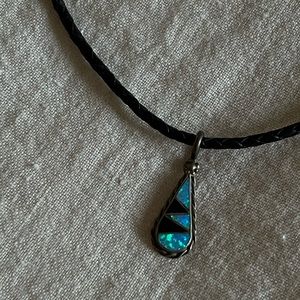 Black leather rope necklace